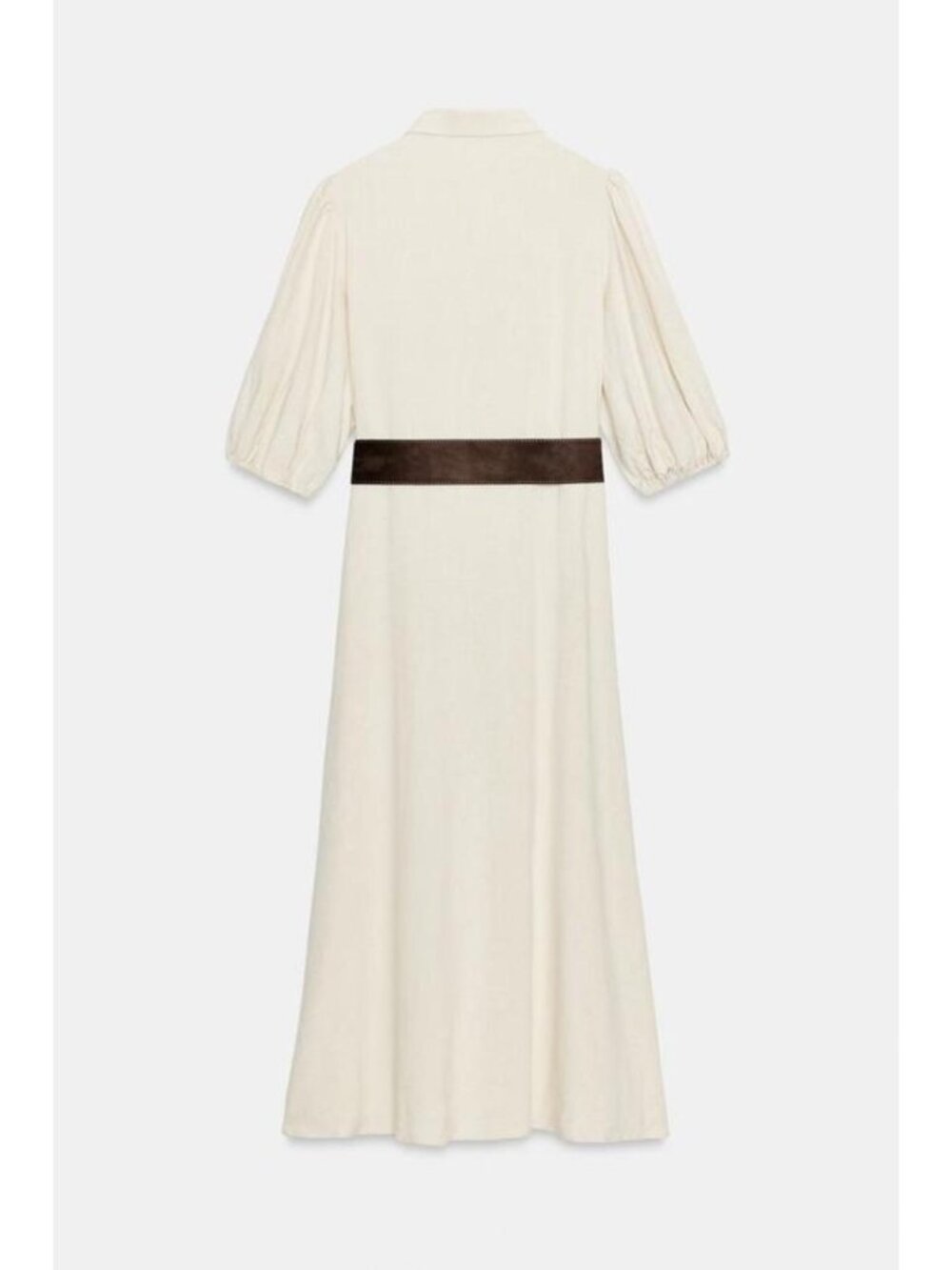 ZARA LINEN BLEND MIDI DRESS WITH BELT - Picture 8 of 9